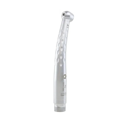 Silver airotor dental handpiece with push button, super torque design, isolated on white background
