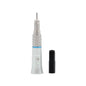 Dental straight handpiece with precision tip and black attachment on white background
