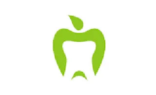 Green apple and tooth dental logo icon on white background