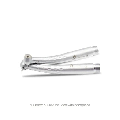 Silver dental airotor handpiece with textured grip, shown on a white background