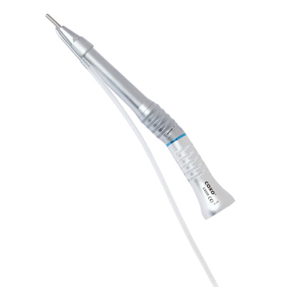 Straight external dental surgical handpiece, silver, isolated on white background