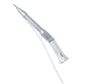 Straight external dental surgical handpiece, silver, isolated on white background