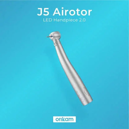 J5 LED dental airotor handpiece on blue background, high speed dental tool