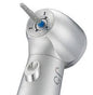 LED dental handpiece with straight silver body and visible rotary bur attachment