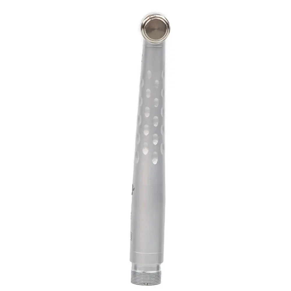 Dental handpiece airotor with textured grip, straight metal body, front view on white background