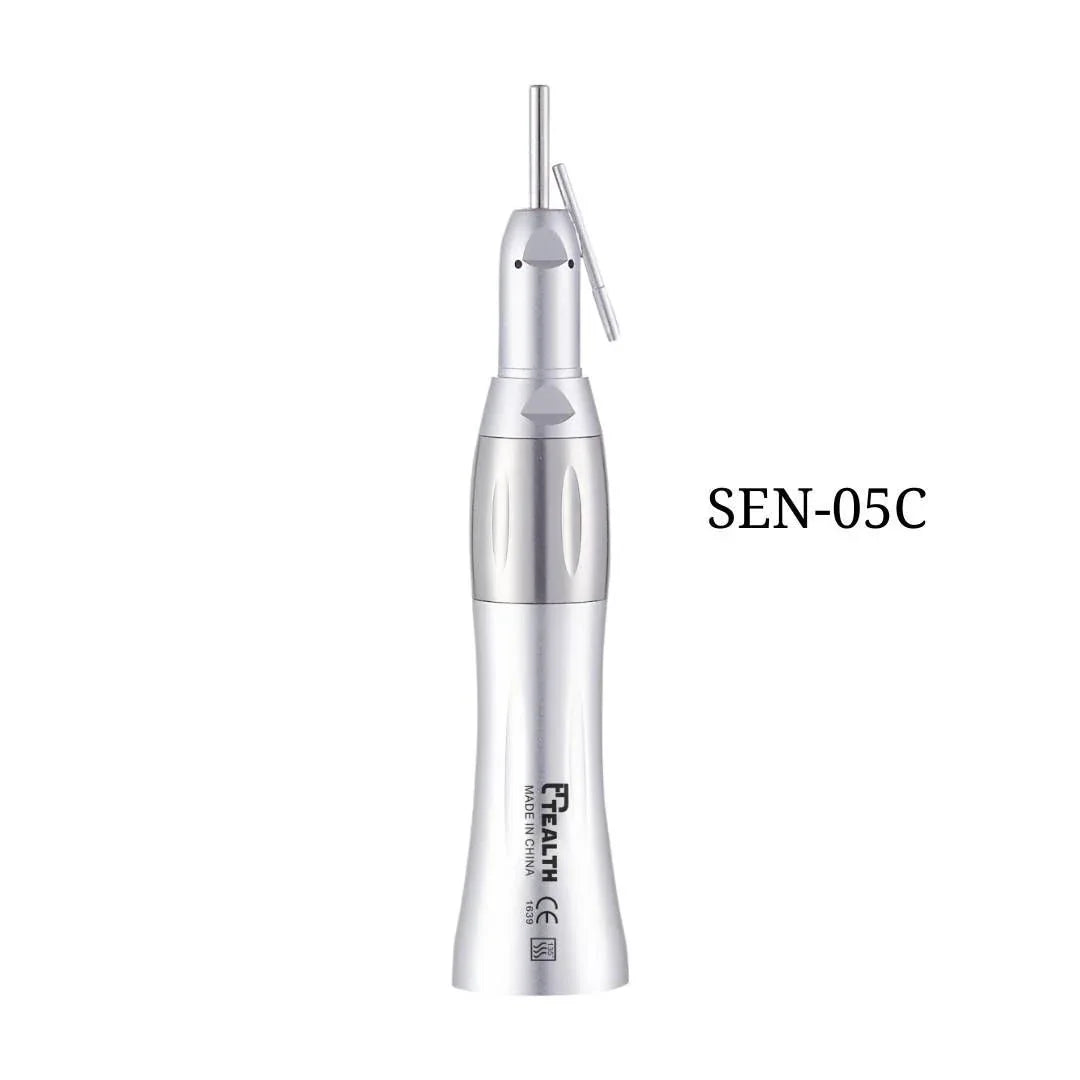 Silver dental straight handpiece SEN-05C with lever, shown on white background
