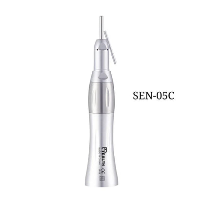 Silver dental straight handpiece SEN-05C with lever, shown on white background