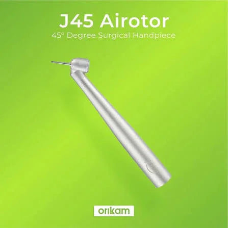 J45 airotor 45° degree surgical dental handpiece on green background