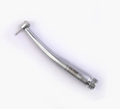 High speed dental airotor handpiece with bur, stainless steel, isolated on white background